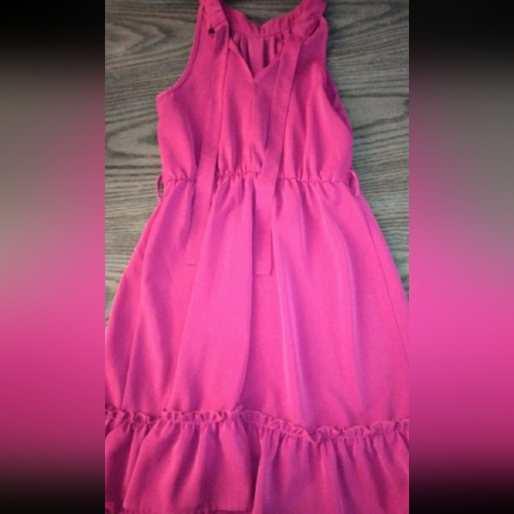 Vibrant Fushia Flowy Sleeveless Dress